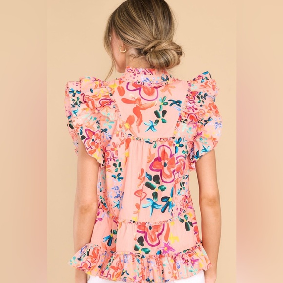 Tina Rainbow Floral Pink Sand Top Alivia - Picture 3 of 9